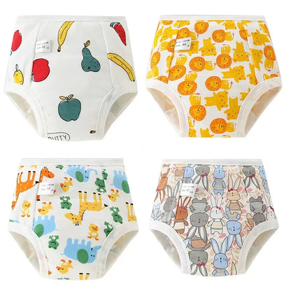 4PCS Reusable Cotton Baby Diapers for Potty Training
