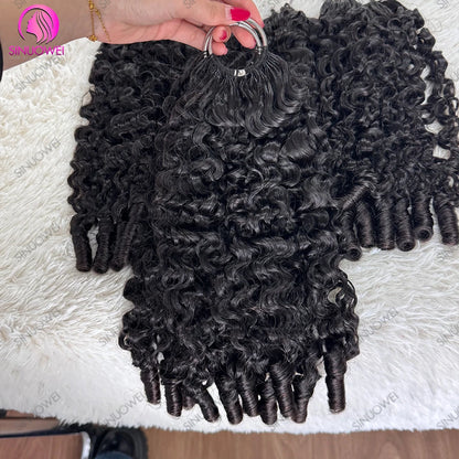 Burmese Curly Human Hair Feather Crochet Extensions