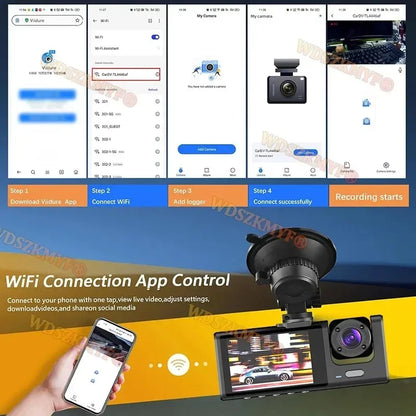 1080P WiFi Dash Cam with Front and Rear Cameras