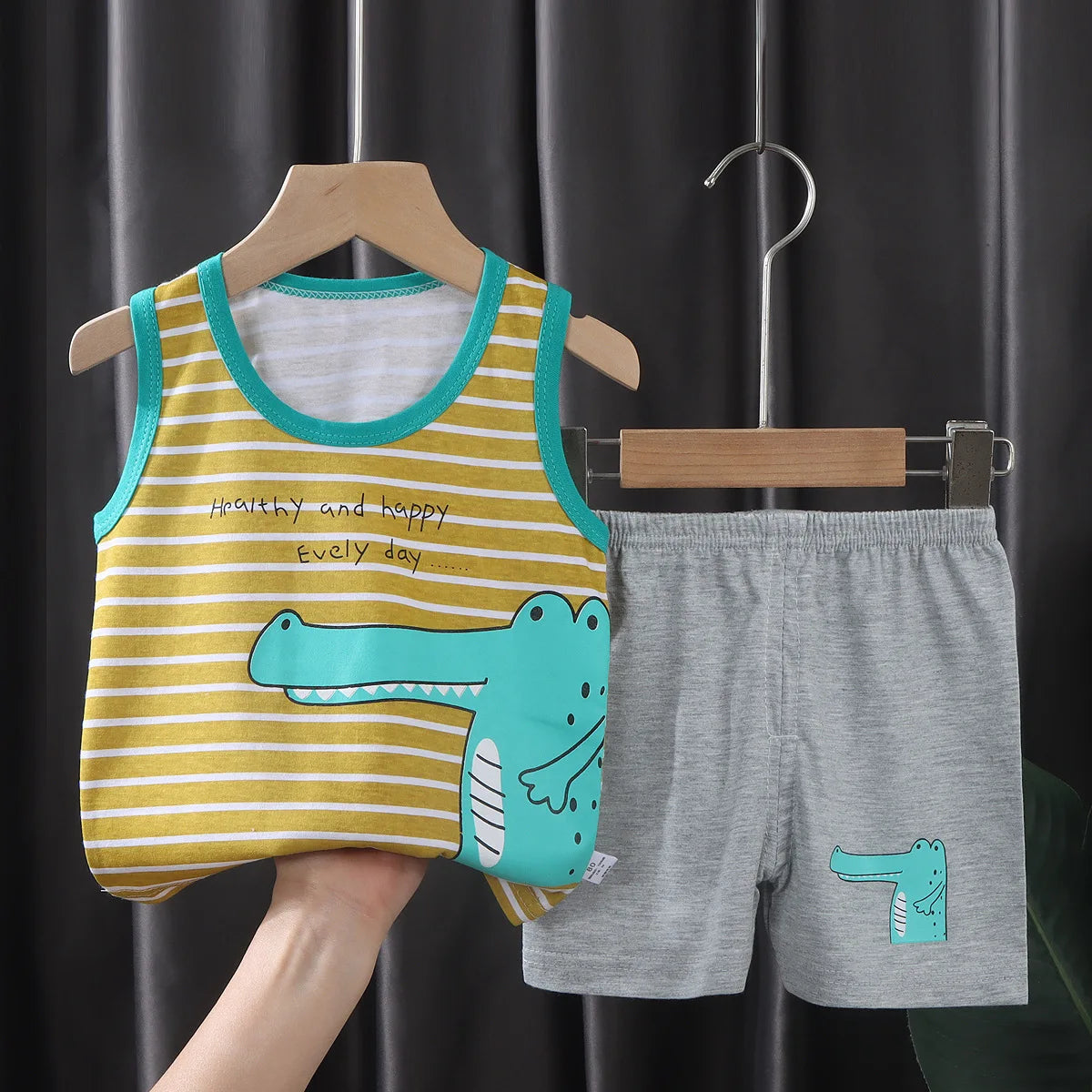 Children's Cotton Vest Set with Shorts for Summer
