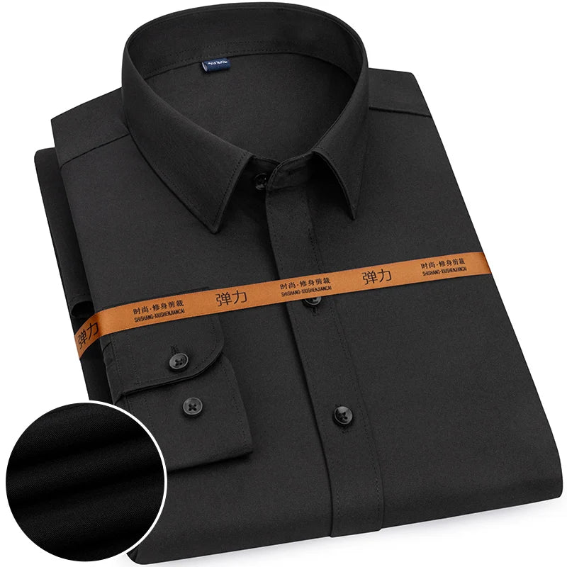 Men's Slim Fit Solid Color White Dress Shirt