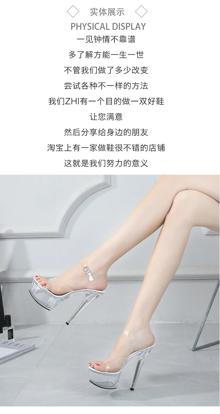 High Heel Crystal Platform Sandals for Women