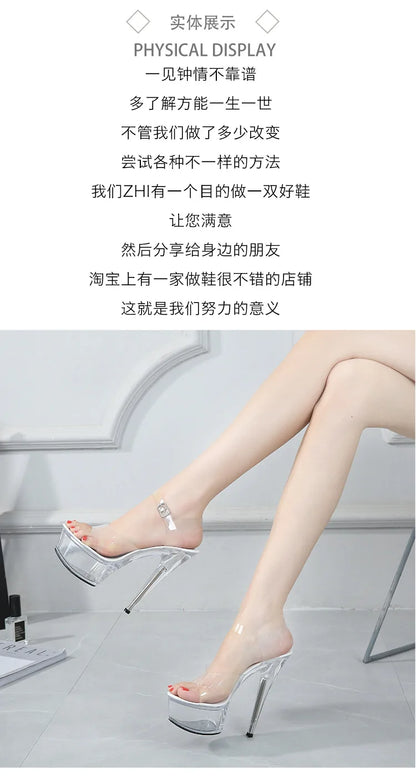 High Heel Crystal Platform Sandals for Women