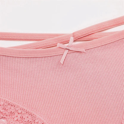 3PCS Women Cotton Lace Brazilian Panties Set S-XL