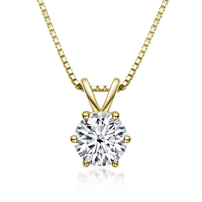 Moissanite Pendant Necklace 18K Gold Plated Women