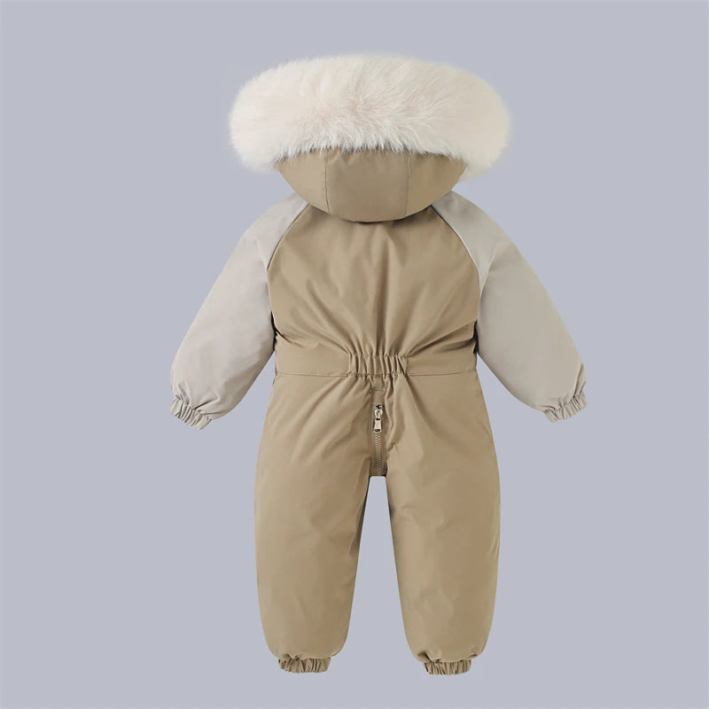 Winter Baby Ski Suit Plus Velvet Jumpsuit Waterproof