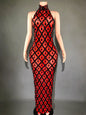 Sparkly Rhinestones Sleeveless Evening Dress for Women