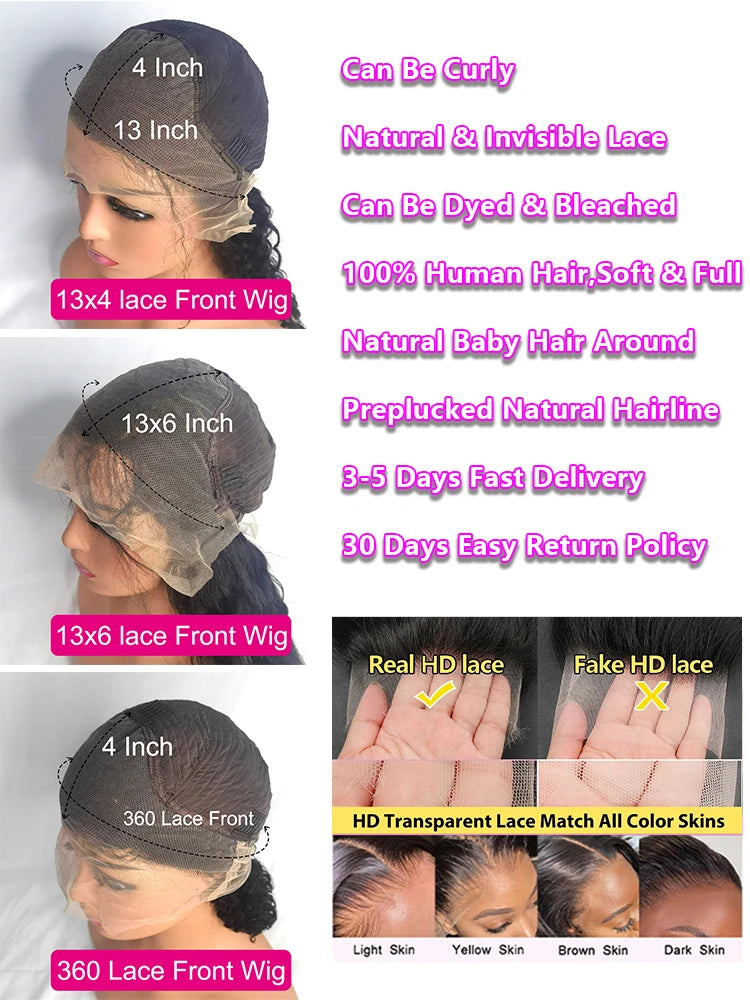 Body Wave 13x6 HD Transparent Lace Frontal Wig Natural Off Black