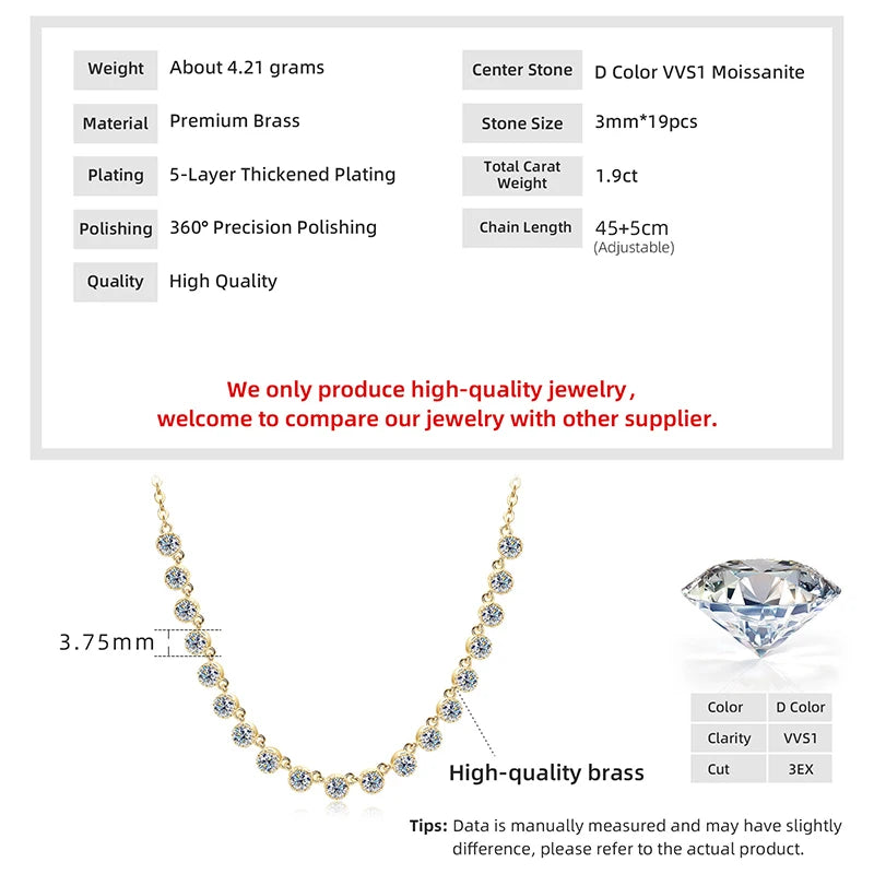 Moissanite Bubble-Style Necklace 3mm D VVS1 14K Gold Filled