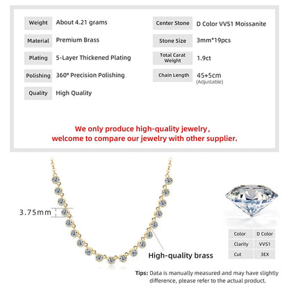 Moissanite Bubble-Style Necklace 3mm D VVS1 14K Gold Filled