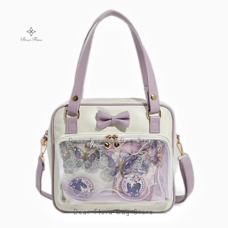 Y2K Transparent Bow Ita Bag Women Crossbody Handbag