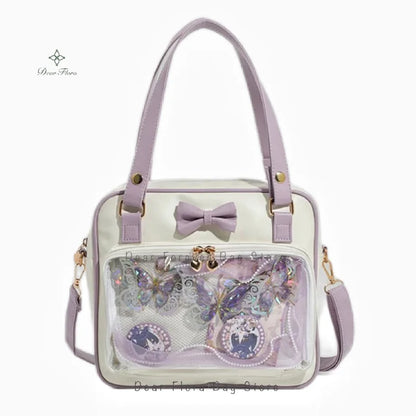 Y2K Transparent Bow Ita Bag Women Crossbody Handbag
