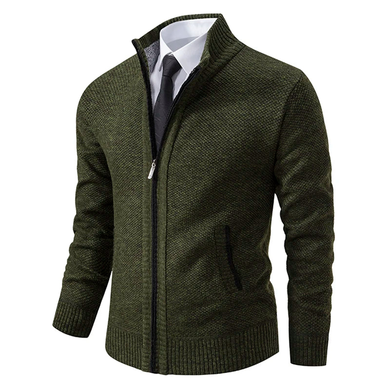 Men's Fleece Zipper Cardigan Casual Sports Coat