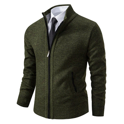 Men's Fleece Zipper Cardigan Casual Sports Coat