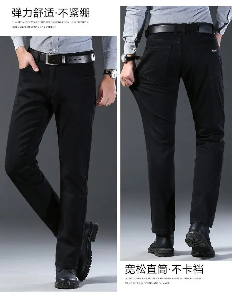Men's Slim Black Denim Jeans with Slight Stretch