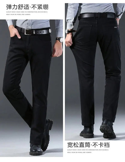 Men's Slim Black Denim Jeans with Slight Stretch