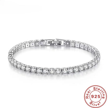 S925 Sterling Silver Zirconia Tennis Ball Bracelet 4mm