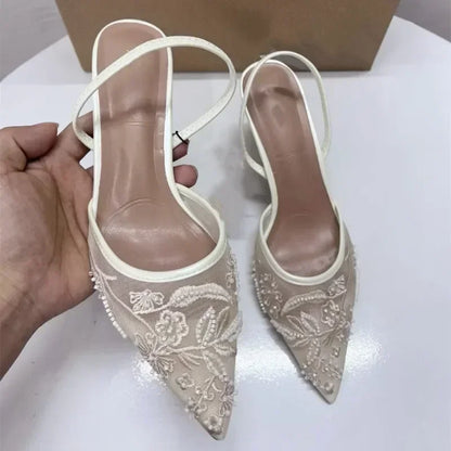 Designer Mesh Open Heel Sandals for Women