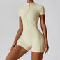 Summer Zipper Short Sleeve Yoga Bodysuit for Women