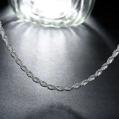 4MM Rope Chain 925 Sterling Silver Necklace Unisex