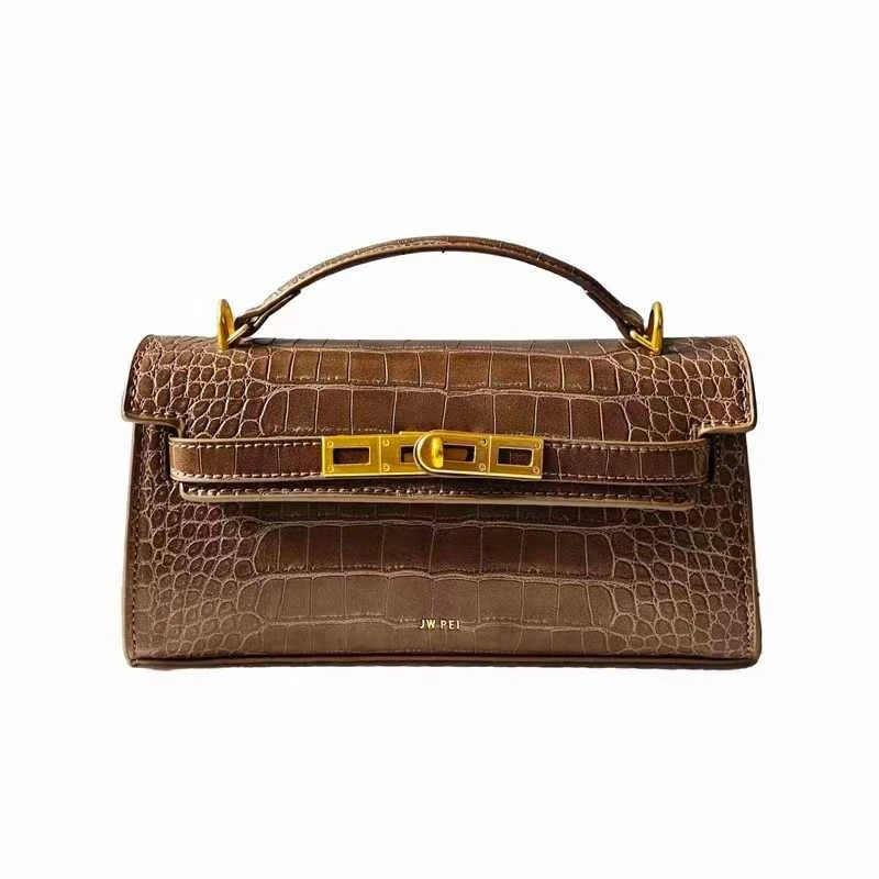 Crocodile Embossed Shoulder Bag in Pu Leather
