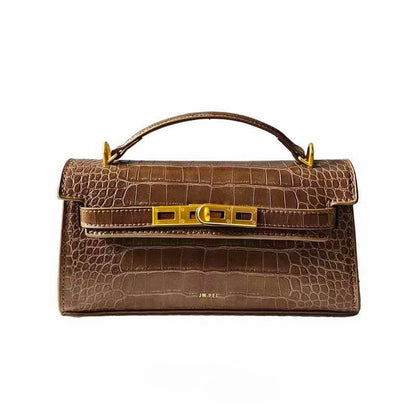 Crocodile Embossed Shoulder Bag in Pu Leather