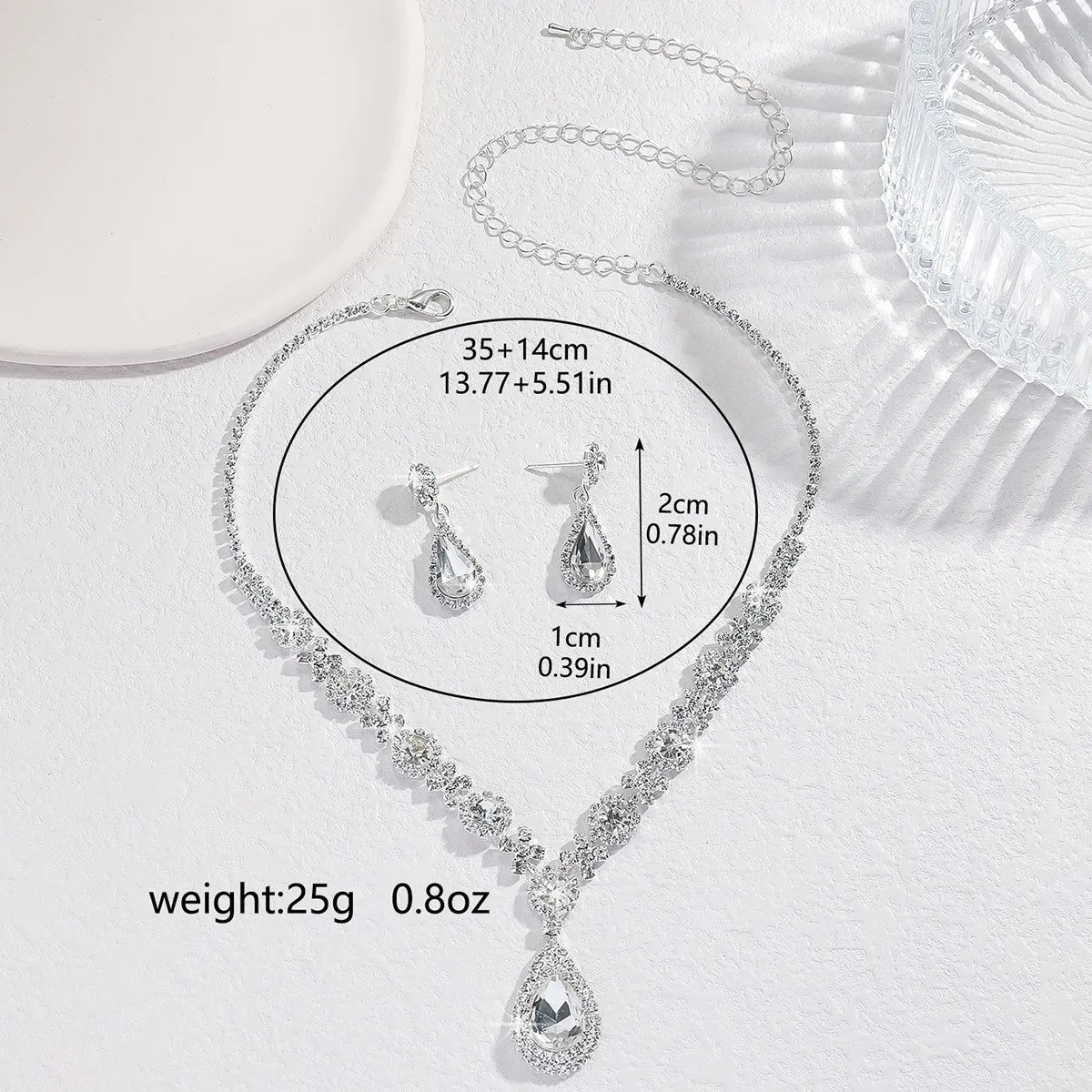 Water Drop Necklace and Earrings Set for Women