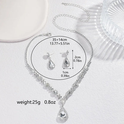 Water Drop Necklace and Earrings Set for Women