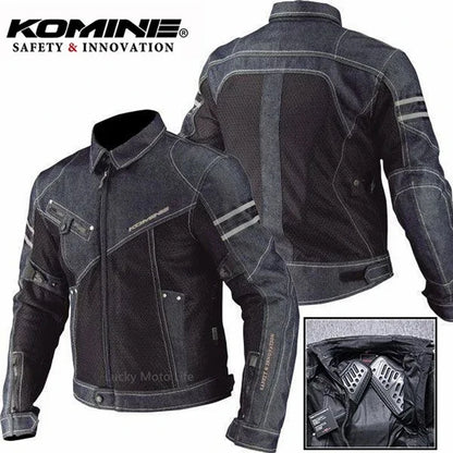 KOMINE JK006 Breathable Denim Mesh Motorcycle Jacket