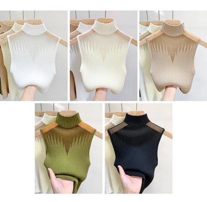 Mesh Knitted Tank Top Women Sleeveless Chic Cut Out
