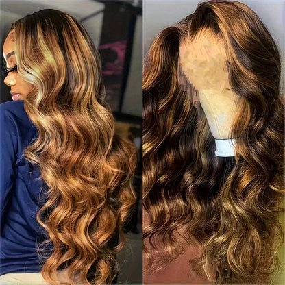 P4/27 Highlight Brown Body Wave Human Hair Wig 40-46 Inch