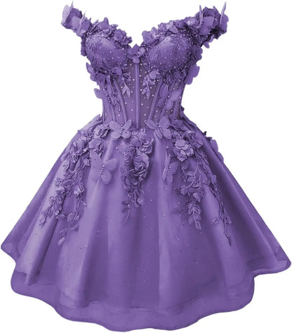 Butterfly Short Off Shoulder Prom Dress for Teens