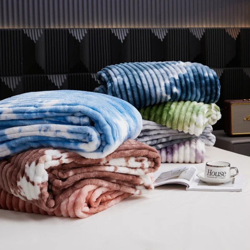 Tie Dye Flannel Fleece Blanket for Beds
