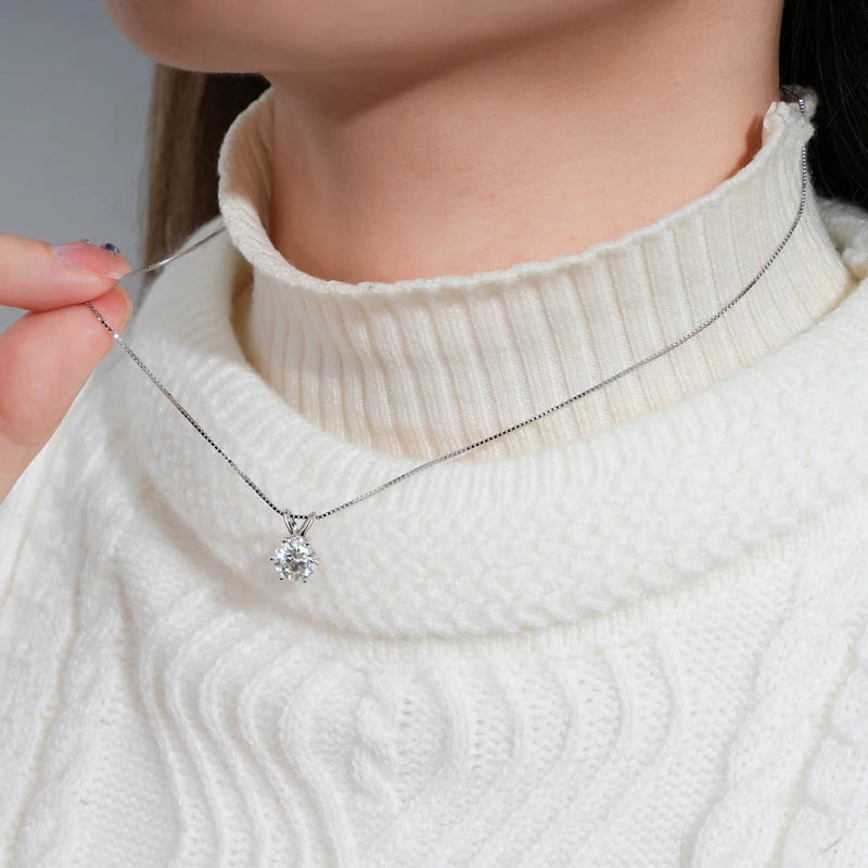 Moissanite Pendant Necklace 925 Sterling Silver Women