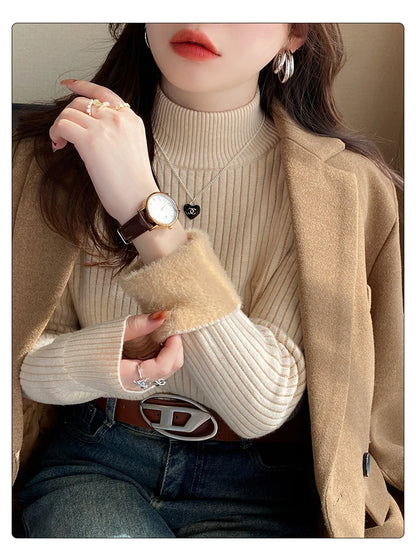 Women's Turtleneck Sweater with Velvet Lining