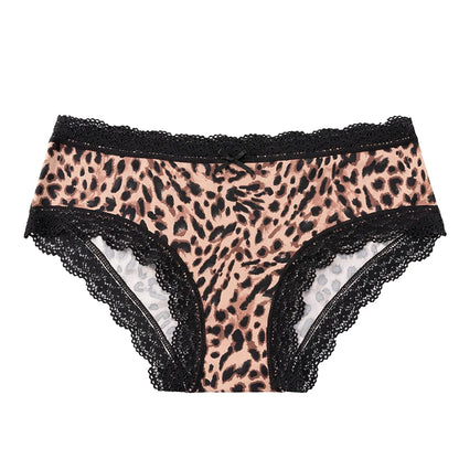 BZEL Women's Lace Floral G-String Leopard Panties