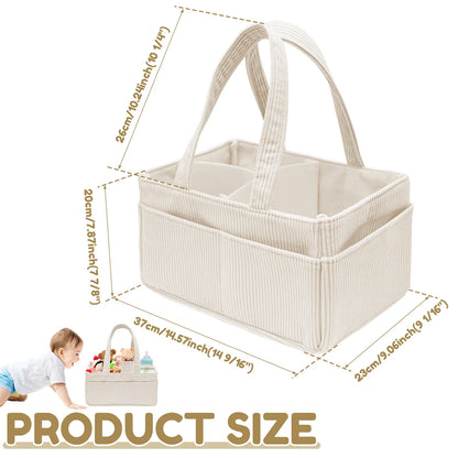 Baby Diaper Caddy Organizer Corduroy Beige Tote