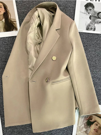 Elegant Women's Double Breasted Blazer Coat