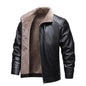 Men's Faux Leather Biker Jacket with Fleece Lining