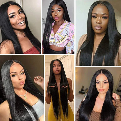 V Part Straight Human Hair Wig Remy Brazilian Natural Color