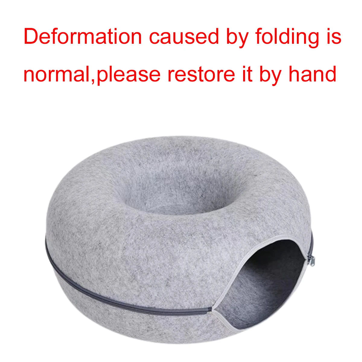 Felt Donut Cat Bed with Breather Hole and Tunnel