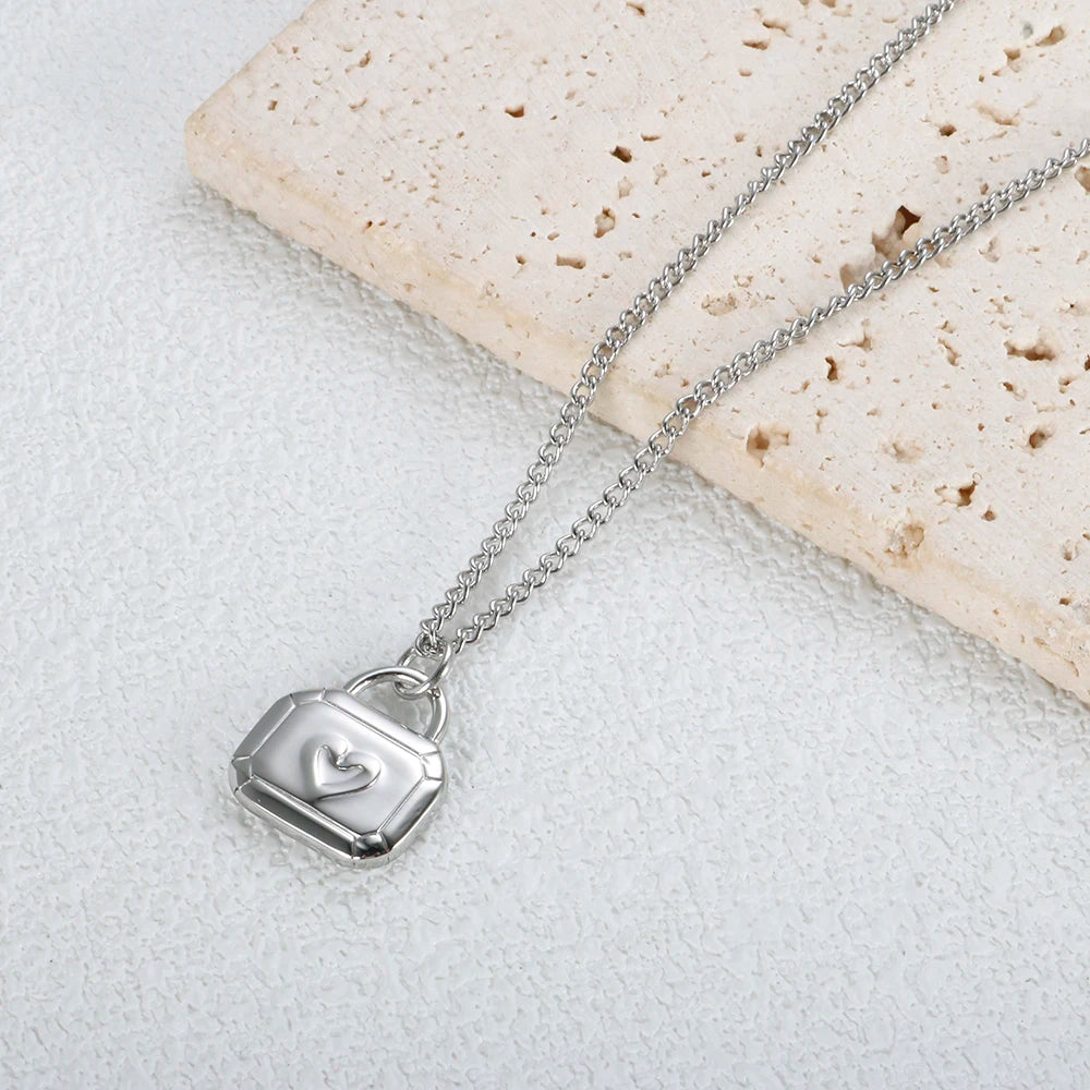 Stainless Steel Heart Pendant Necklace for Women