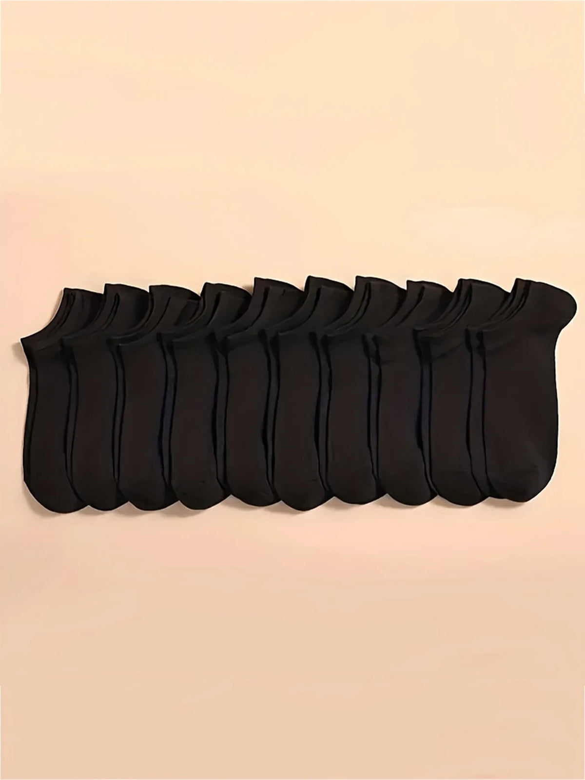 Men's Casual Black Crew Socks - 10 Pairs Polyester