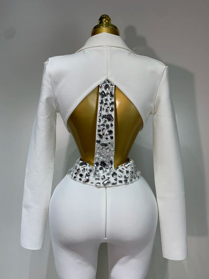 Women Beaded Bodycon Two Piece Pants Set