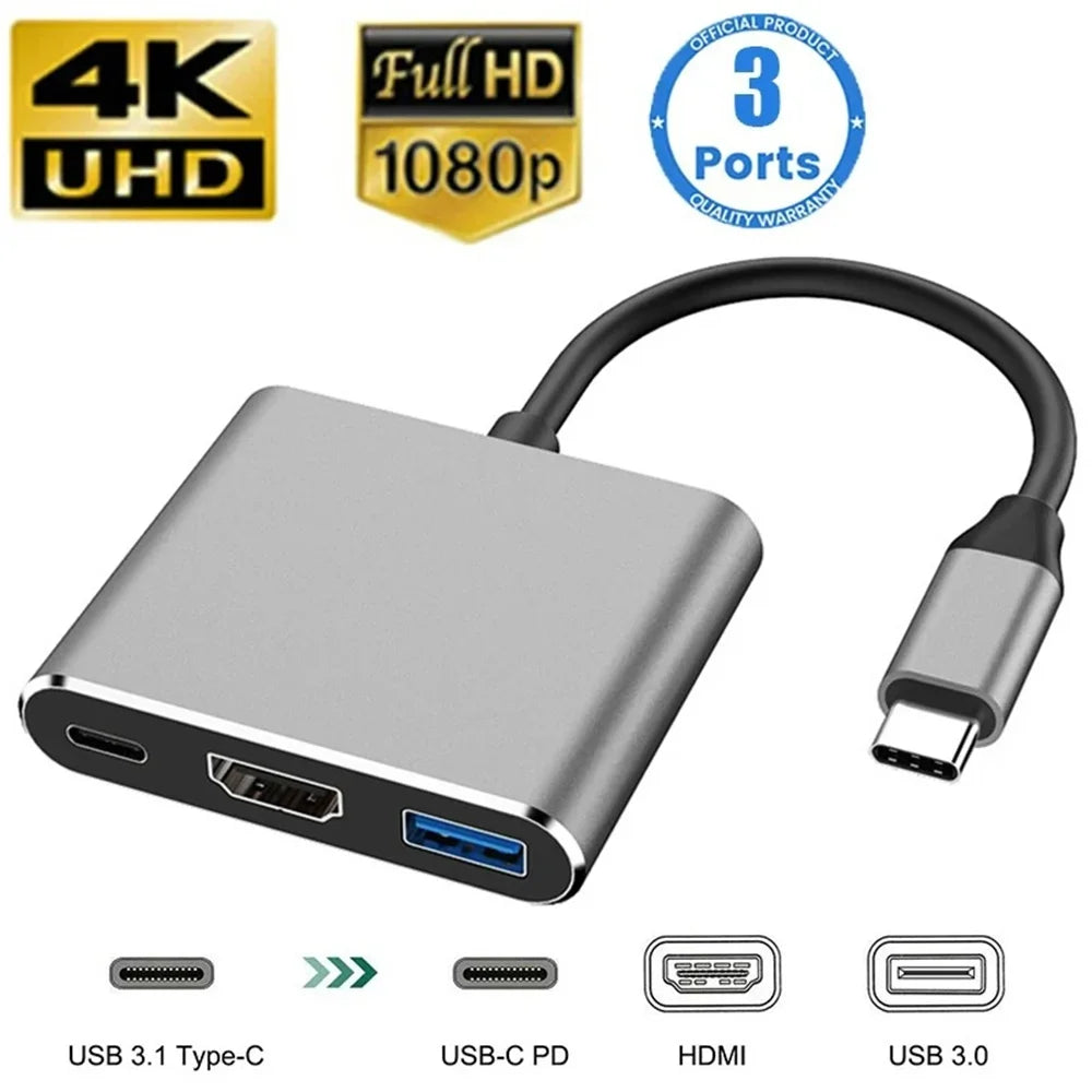 3-in-1 USB-C Hub with HDMI & USB 3.0
