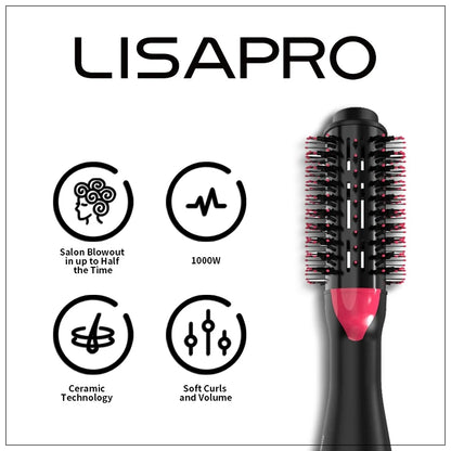 LISAPRO 3 In 1 Hot Air Brush Hair Dryer and Volumizer