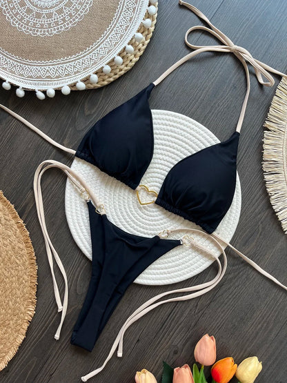RUOTONSEPT Solid Color Bikini Set Women's Swimwear