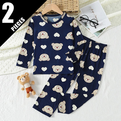 Children's Casual Joker Bear Print Pajama Set