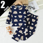 Children's Casual Joker Bear Print Pajama Set