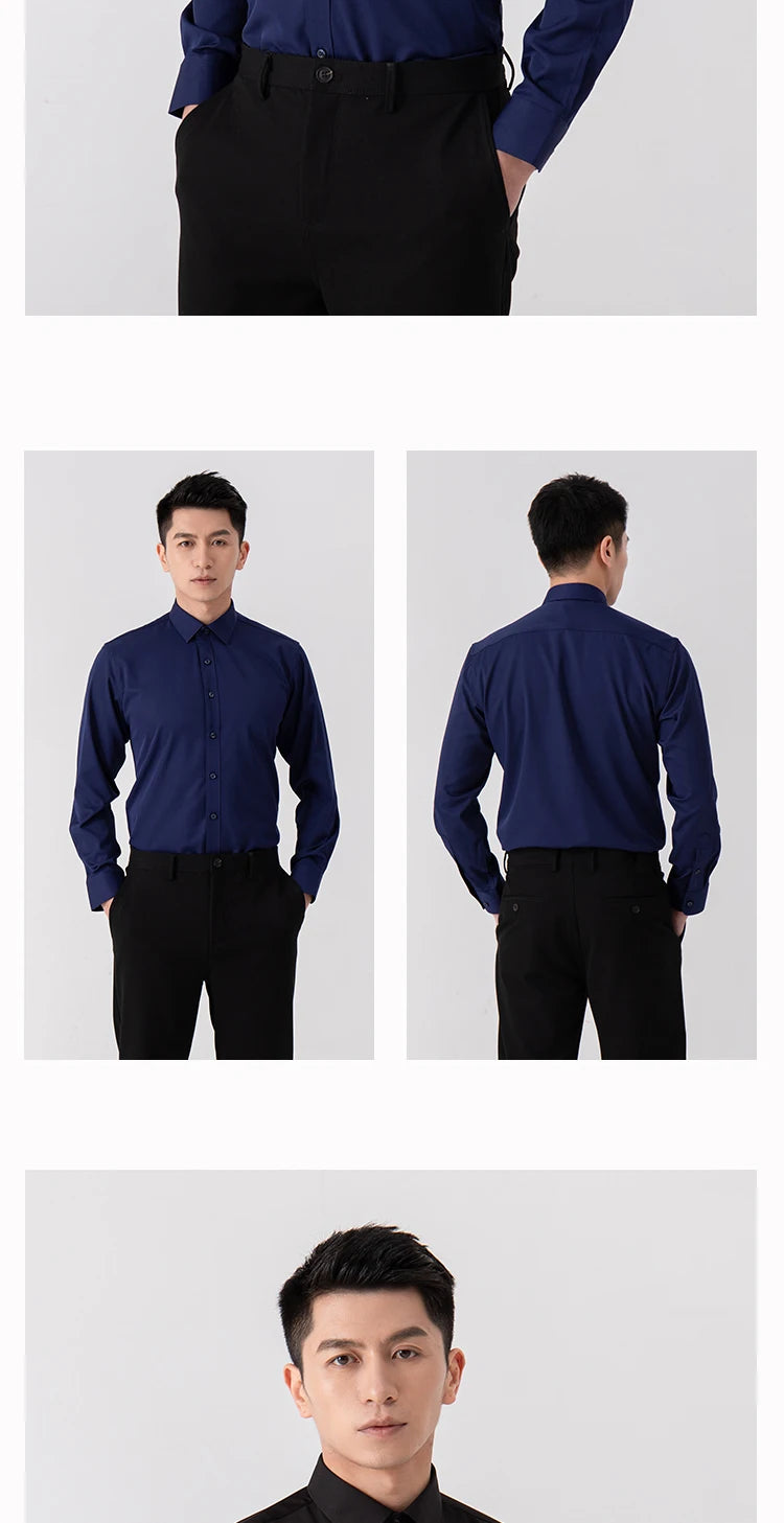 Men's Slim Fit Solid Color White Dress Shirt